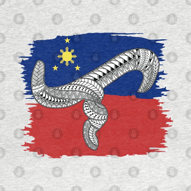 Philippine Flag Tribal line Art / Baybayin word LA by Pirma Pinas